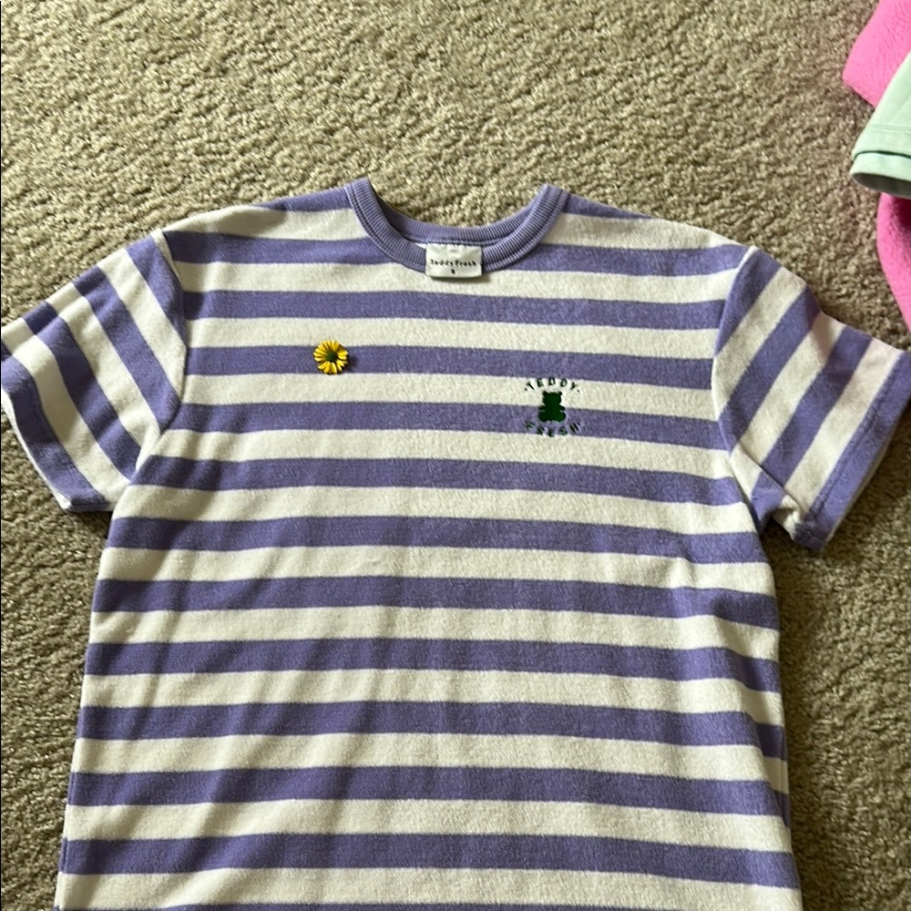 Striped Purple and White Kids Shirt